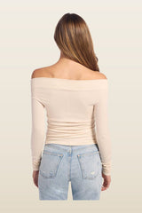Slinky Rib Off-The-Shoulder Shirt — carry 4