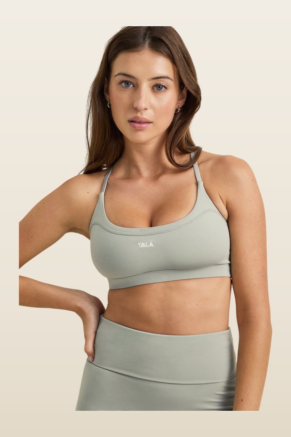 SoftSet Cross Back Sports Bra — model back