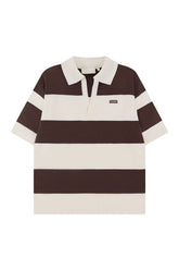 Stripe Knitted Collar Short Sleeve Top — packshot