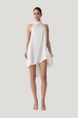 Sydney Asymmetrical Satin Halter Mini Dress — carry 2