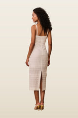 Verna Lace Stripe Midi Dress — model back