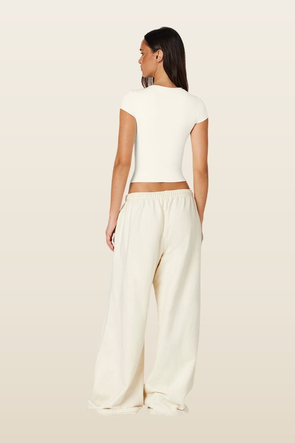Wide Leg Sweatpants | Milk — model back
