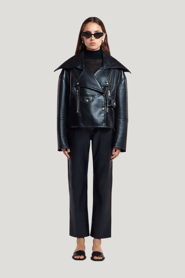 Ado - Regenerated leather jacket — model front