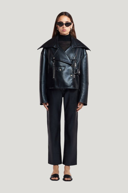 Ado - Regenerated leather jacket — model front