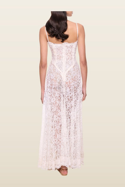 1930s White Lace Strappy Dress — model back