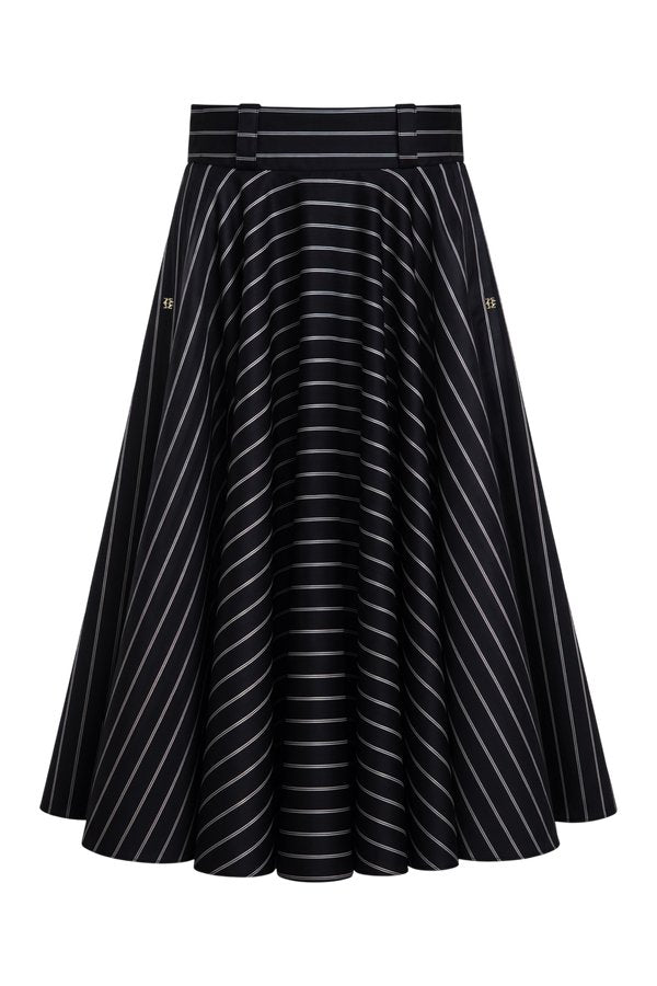 360 Maxi Circle Skirt (Ink Navy Wide Stripe) — packshot
