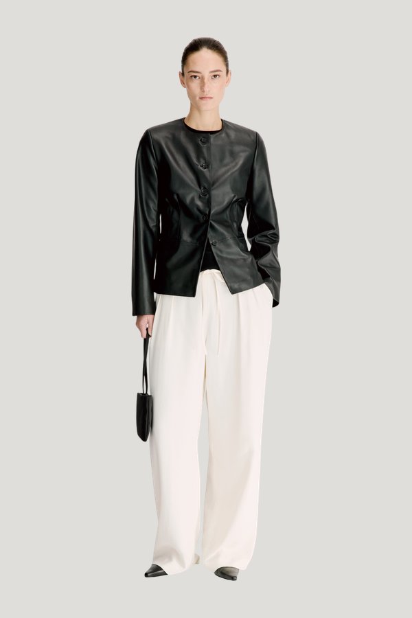 ADEA Collarless leather jacket — carry 2
