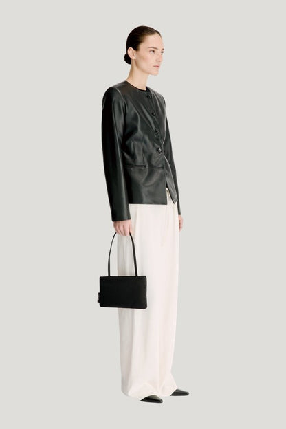ADEA Collarless leather jacket — carry 3