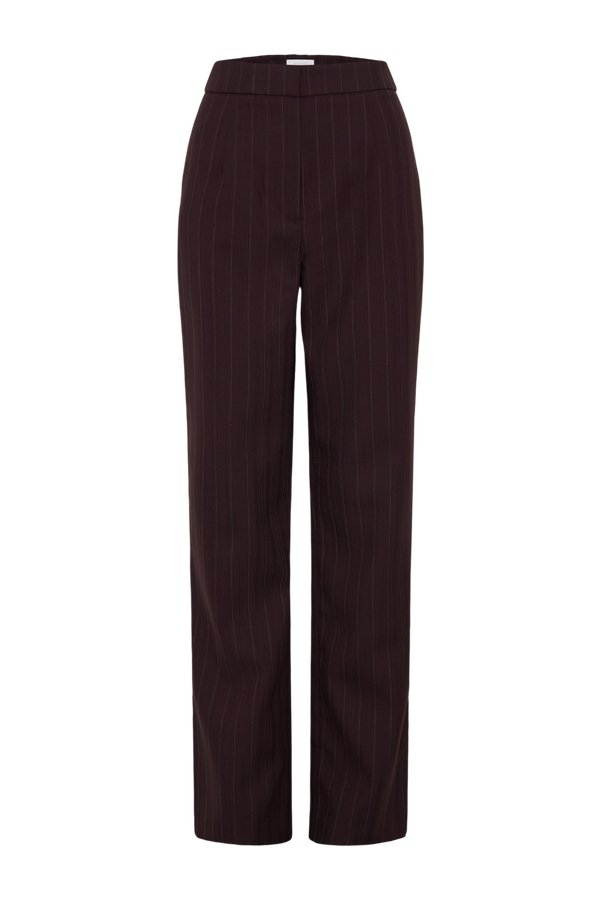 Agatha Straight Leg Suiting Pants - Plum Pinstripe — packshot
