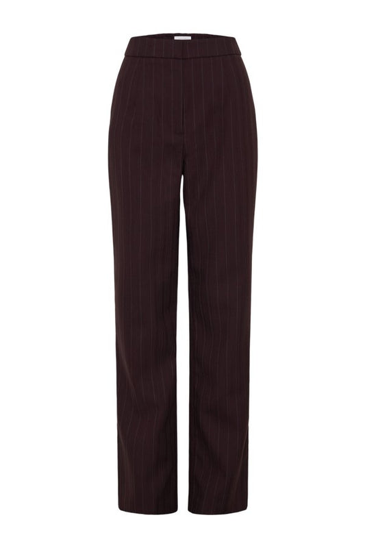Agatha Straight Leg Suiting Pants - Plum Pinstripe — packshot