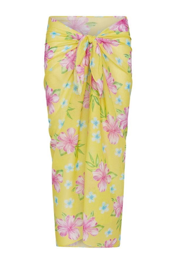 Alessia Floral Cotton Sarong - Hibiscus Lemonade — packshot