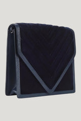 Alexa In Navy Quilted Velvet — model front