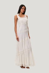 Andresy Silk Asymmetrical Maxi Dress — model side