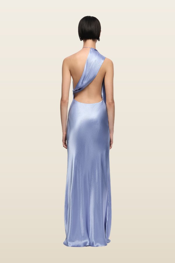 Angelyne Drape Maxi Dress - Periwinkle — model back