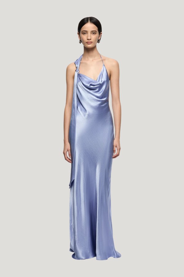 Angelyne Drape Maxi Dress - Periwinkle — model front