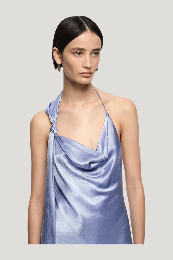 Angelyne Drape Maxi Dress - Periwinkle — model side