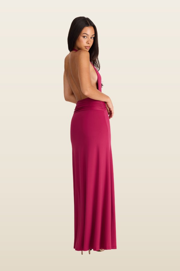 Antoinette Maxi Dress Berry — model back
