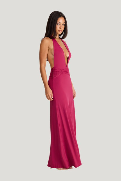 Antoinette Maxi Dress Berry — model side