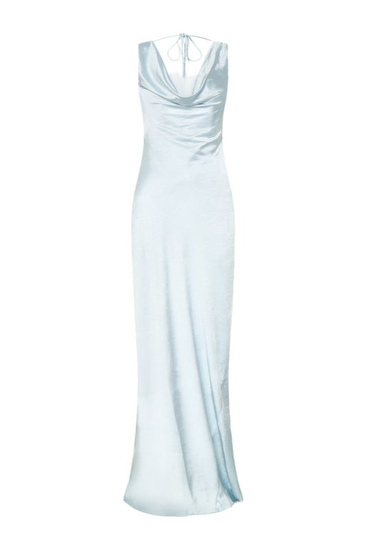 Ashley Cowl Neck Lace And Satin Maxi Dress - Ice — packshot