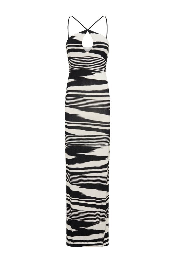 Ashtin Cross Front Knit Maxi Dress - Linear Shift Print — packshot