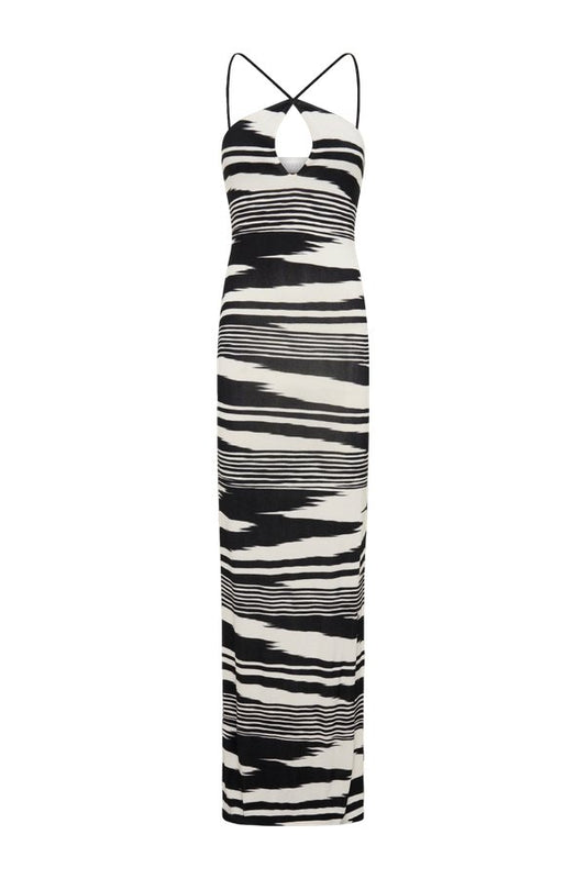 Ashtin Cross Front Knit Maxi Dress - Linear Shift Print — packshot