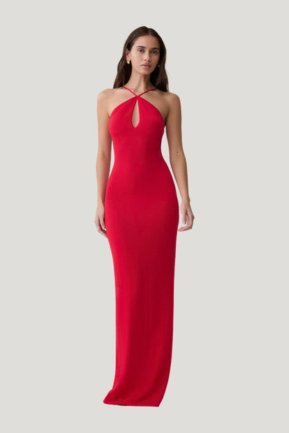 Ashtin Cross Front Knit Maxi Dress — model front