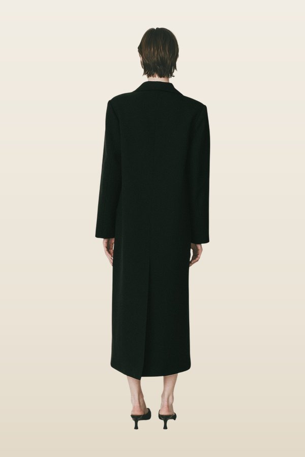 Augustin Deep Neck Coat — model back