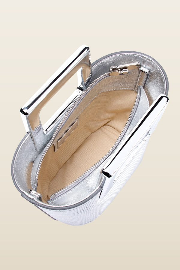 Baby Riviera In Silver Ribbed Leather — model back