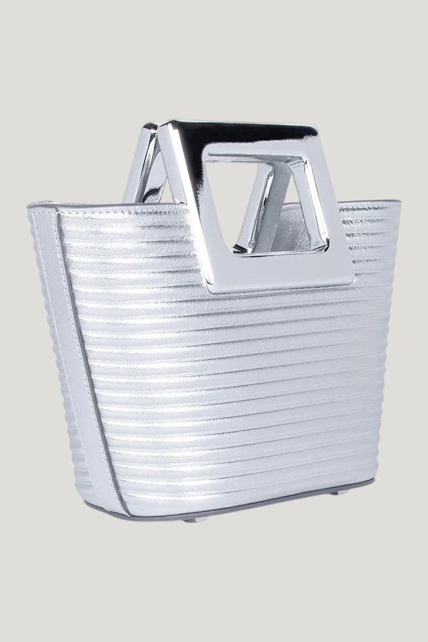 Baby Riviera In Silver Ribbed Leather — model front