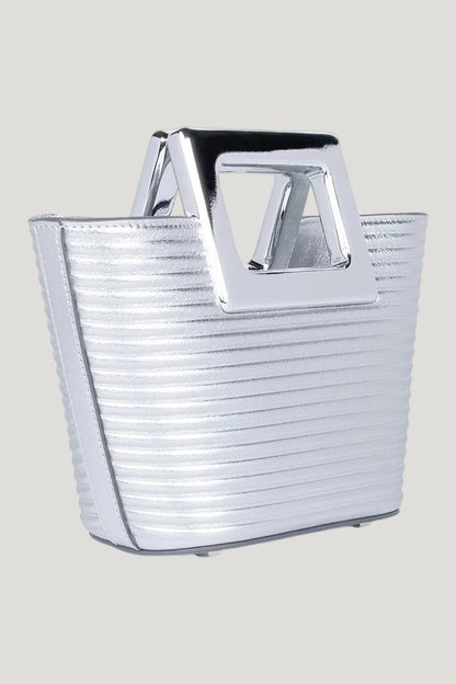 Baby Riviera In Silver Ribbed Leather — model front