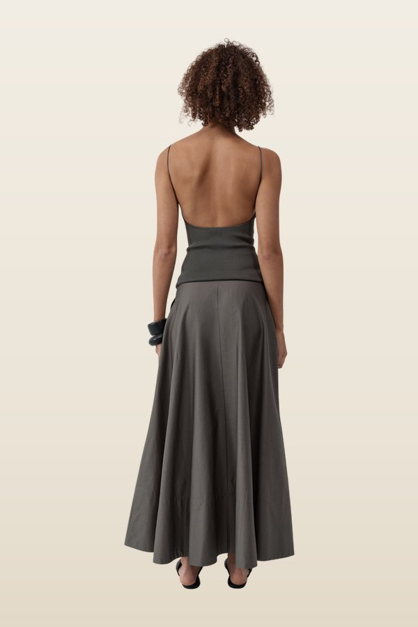 Backless Circle Hem Dress — model back