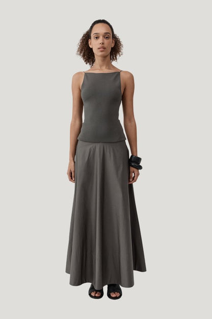 Backless Circle Hem Dress — model front