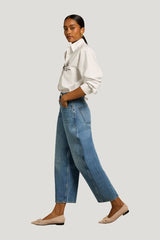 Barrel Leg Jean (Vintage Denim) — model side