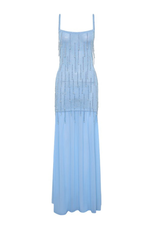 Belinda Beaded Knit & Chiffon Maxi Dress — packshot