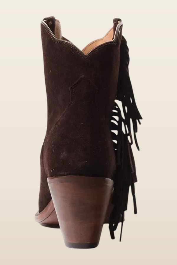 Besita The Spirit Fringe Suede Booties — model back