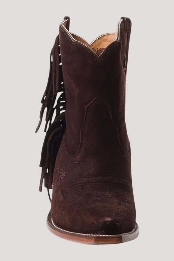 Besita The Spirit Fringe Suede Booties — model side