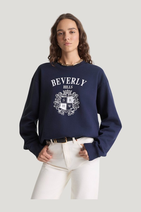 BH Crest Crewneck — model front