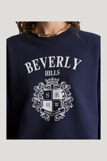 BH Crest Crewneck — model side