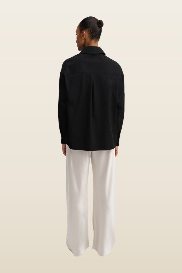 Bias Satin Pants, pearl — model back