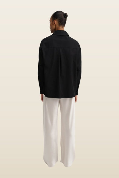 Bias Satin Pants, pearl — model back