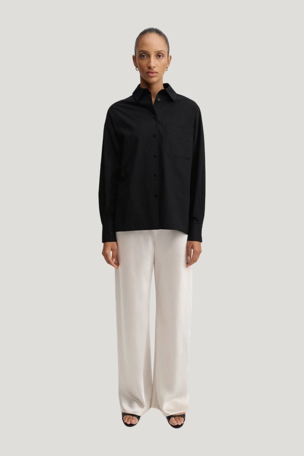 Bias Satin Pants, pearl — model front