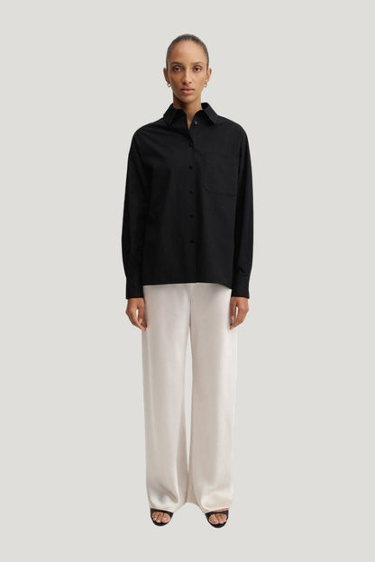 Bias Satin Pants, pearl — model front