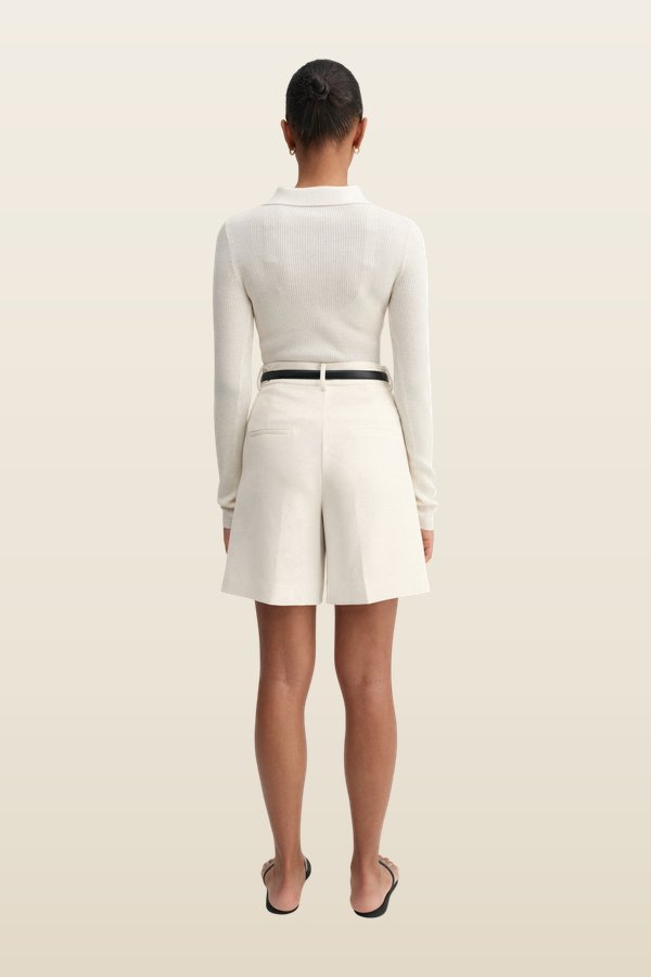 Blair Crepe Shorts, — model back