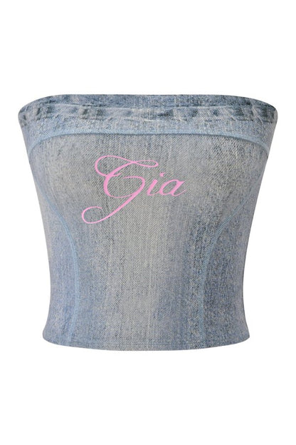 Blare Boob Tube - Denim Trompe L'Oeil — packshot