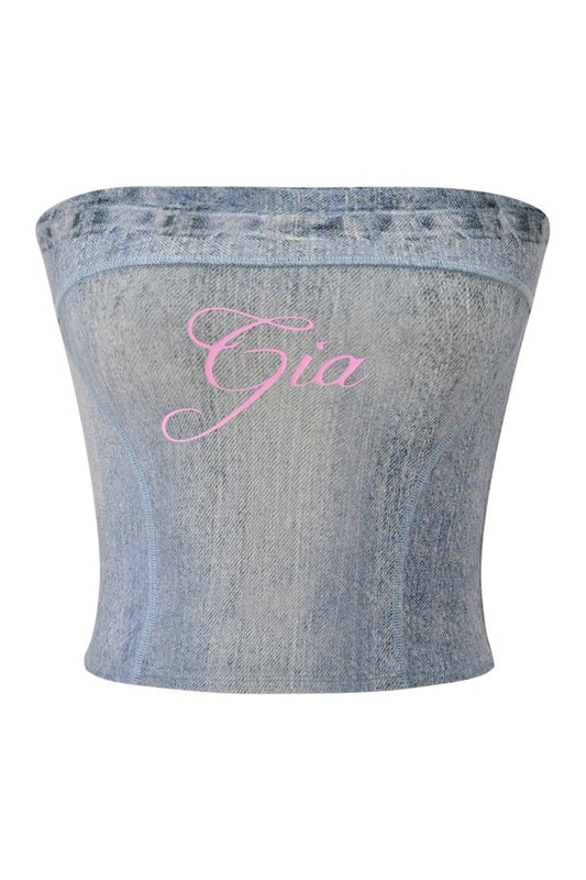 Blare Boob Tube - Denim Trompe L'Oeil — packshot