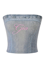 Blare Boob Tube - Denim Trompe L'Oeil — packshot