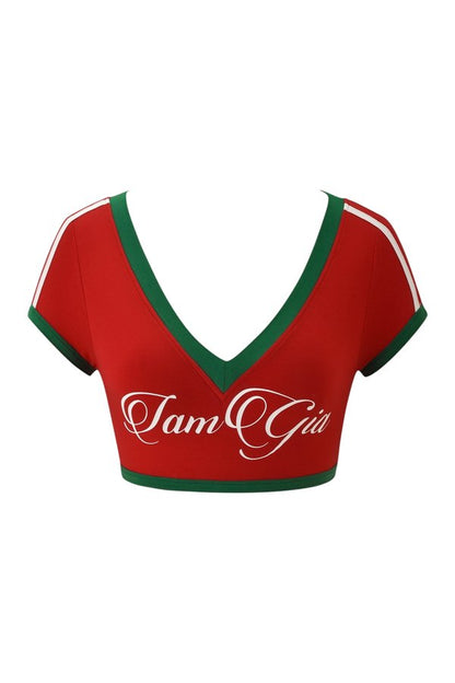 Blare Sport Crop Tee And Headband - Crimson — packshot