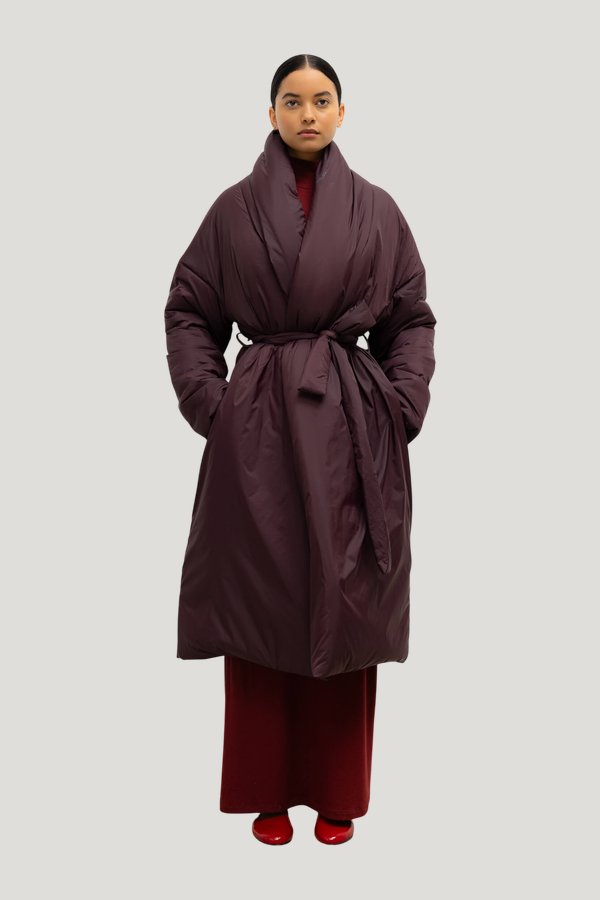 Bo Shawl Puffer Coat — model front