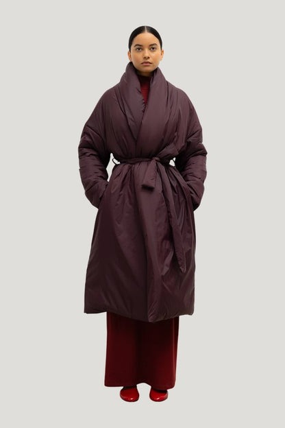 Bo Shawl Puffer Coat — model front