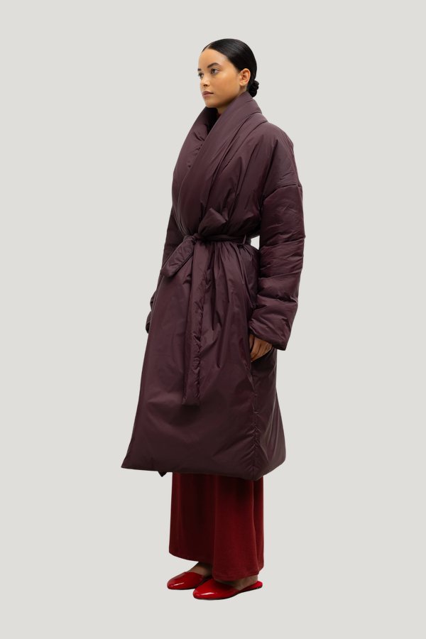 Bo Shawl Puffer Coat — model side